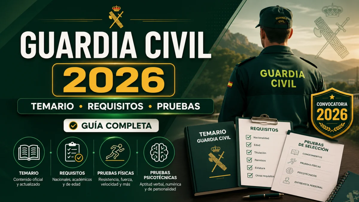 Guía completa de la oposición a Guardia Civil 2026: temario, requisitos y pruebas de selección